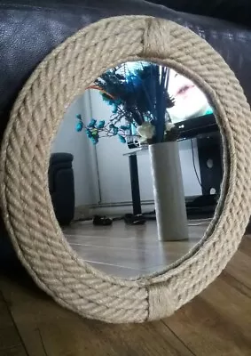 Nautical Inspired Jute Rope Mirror . 17 Inch Diameter. 41 Cm. Handcrafted.  • £47