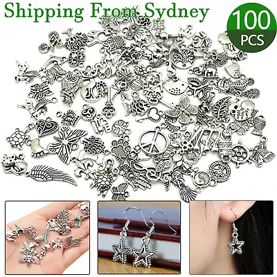 100X Jewelry Making Silver Charms Mixed Tibetan Silver Metal Charms Pendants DIY • $8.75