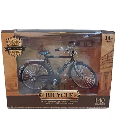 Retro Bicycle Toy 1:10 Scale Diecast Metal Model Black Classical NIB Detailed • $7