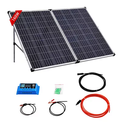 £129.95 • Buy Folding Solar Panel Kit 160W Monocrystalline 12V W/ Charge Controller Kit For RV