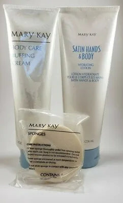 Mary Kay Satin Hands & Body Sponges And Body Care Buffing Cream Lot • $24.98
