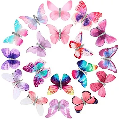 18 Pcs Colorful Butterfly Hair Clips 90s Glitter Barrettes Small Realistic  • $9.09