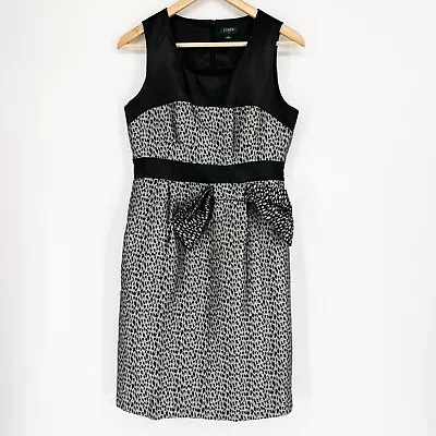 J Crew US 0 AU XS Sleeveless Dress Black Grey Animal Print Bow Detail Cocktail • $15