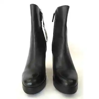 NWT Black ZARA Genuine Leather Platform Ankle Boots Women's Sz 10 EU 41 • $39