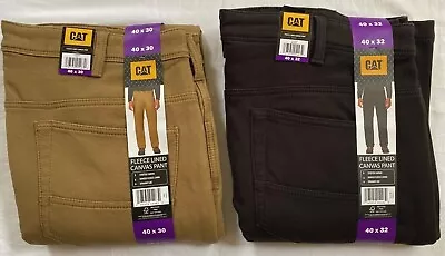 NEW CAT Caterpillar Men's Fleece Lined Canvas Work Pants Black Or Tan 40 X 30 32 • $21.49