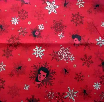 17 Inches Elvis Presley Seasonal Greeting Christmas Red Cotton Fabric 1/2 Yard • $6.95