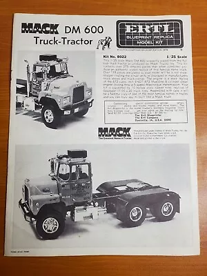 ERTL Mack DM 600 Instruction Manual - Original Instruction Book 1976 - MINT • $17.90