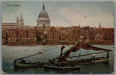 Sailing Boat On River Thames London England Posted 1904 Edwardian PM Postcard • £5