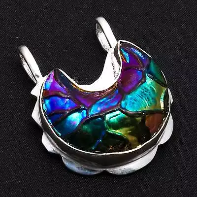 Rainbow Titanium Druzy Gemstone Ethnic Half Moon Pendant Jewelry 2  AP-32473 • $3.99