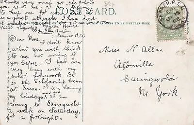 Seamer R.S.O. (Near Scarborough) 1908 Single Ring Postmark               (t4205) • $4.97