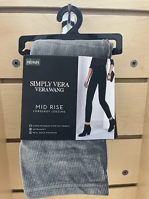 New Simply Vera Vera Wang Gray Corduroy Leggings Medium • $7.99