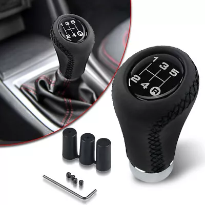 Leather Manual 5 Speed Shifter Black Stitche Gear Stick Shift Knob Universal • $13.98