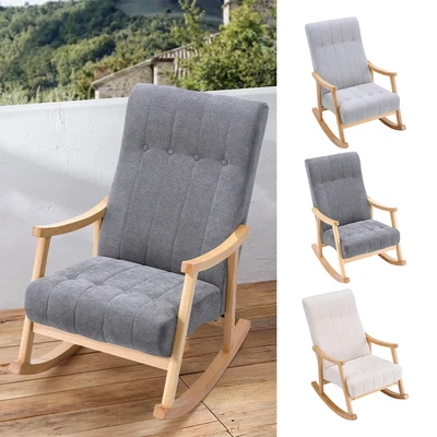 £149.95 • Buy Rocking Chair Nursery Glider Accent Rocker Upholstered Velvet Wooden Curved Legs