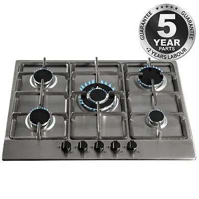 £159.99 • Buy SIA SSG701SS 70cm Stainless Steel 5 Burner Gas Hob With Cast Iron Pan Stands