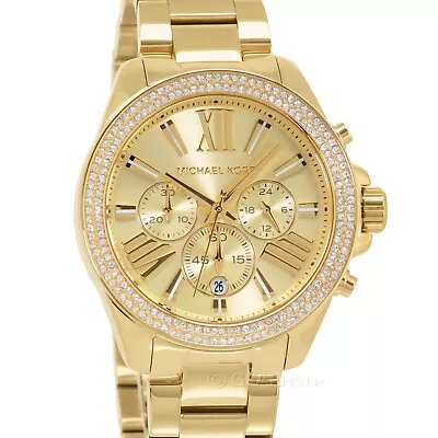 Michael Kors Wren Womens Gold Chronograph Watch Glitz Crystals Stainless Steel • $147.93
