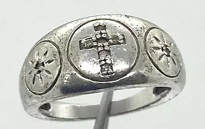 Men's Intricate Antique Sterling Silver Cross Statement Ring Size 5 • $25