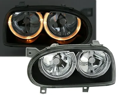 Projecteurs For VW GOLF 3 III 91-97 Angel Eyes Noir DEPO CA LPVW29WP XINO CA • $266.62