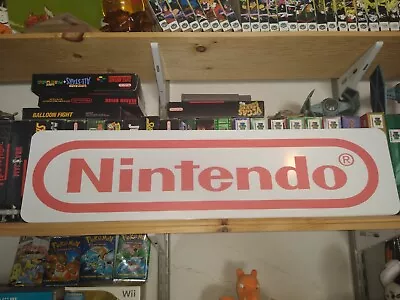 Nintendo Sign Aluminum Retail Display 6  X 24 . Video Games! • $22.99