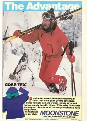1988 Moonstone Gore-Tex Outdoor Clothing Print Ad Skier Hiking Up Mountain • $8.85