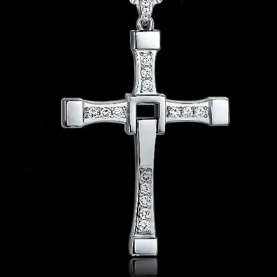 £2.89 • Buy Crystal Cross Big Pendant Necklace Chain Crucifix Rhinestone Jewellery Men Women