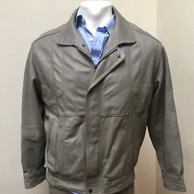 SPORTDRESS REAL LEATHER JACKET Vintage Retro GREY 38 40 Inch Chest Supple 80s • $47.24