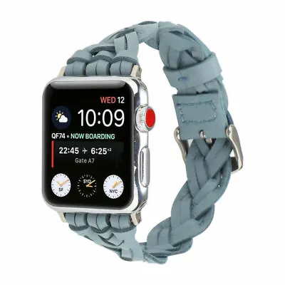 $17.99 • Buy Woven Leather Band Women Strap For Apple Watch Series 7 6 5 SE IWatch SE 44 45MM