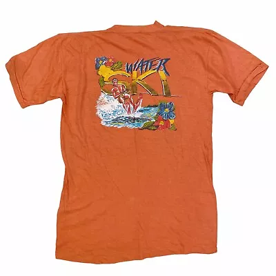 Vintage Spalding Single Stitch Graphic T-Shirt Size XL Orange Water Ski Floral • $29.99