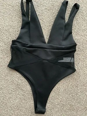 Nasty Gal Low Cut Mesh Cut Out Bodysuit. Black. UK 10. Brand New With Tags. • £9