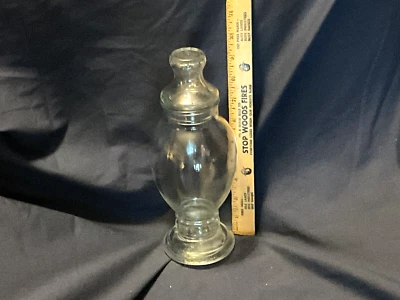 $16.95 • Buy Vintage Clear Glass Apothecary Drug Store Candy Jar Container Lid 10  CLEAN