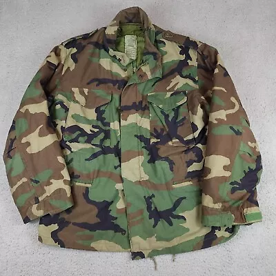 Military Cold Weather Liner Jacket Mens XL Woodland Green Camo Field Coat • $49.99