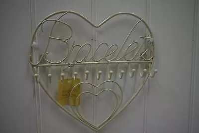 Cream Heart Jewellery Wall Mounted Bracelets Wire Writing • £2.99