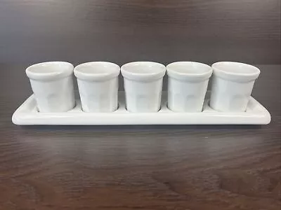 HTF Pillivuyt France White Porcelain 6 Piece Mini Jam Condiment Jar & Tray Set • $74.99