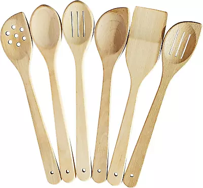 Healthy Wooden Spoons For Cooking Set Of 6. Safe And Reliable Cooking Utensils F • $15.62