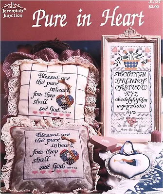 $4.75 • Buy Jeremiah Junction PURE IN HEART 3 Cross Stitch Charts/Leaflet ~ Sampler / Angel