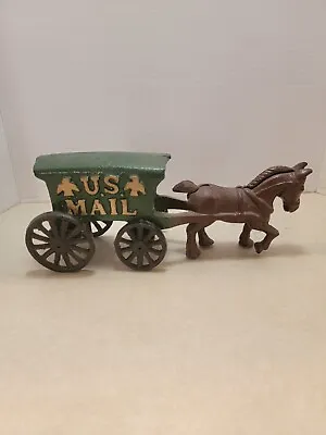 US Mail Cast Iron Horse Drawn Wagon Vintage Antique • $7