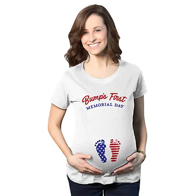 Maternity Bumps First Memorial Day Pregnancy Tshirt Funny Patriotic Tee For Baby • $9.50