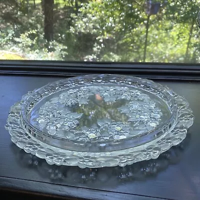 Mikasa Walther Crystal Carmen Round Rimmed Cake Plate 13  Germany Frosted Leaves • $15.50