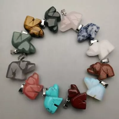 Elephant Bear Stone Gift Pendants Necklace Jewellery Crystal Pillar Charms 12pcs • $46.26