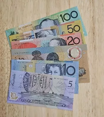 AUSTRALIA $100 $50 $20 2 X $10 & $5   SET OF 6 POLYMER GENERATION  BANKNOTES • $202.50