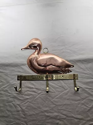 Vtg Copper And Brass Duck Wall Hanging With Hooks • $29.99