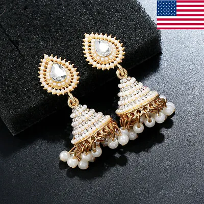 Indian Bollywood Earrings Jewellery Gold Plated Meenakari Wedding Jhumka Jhumki • $3.73