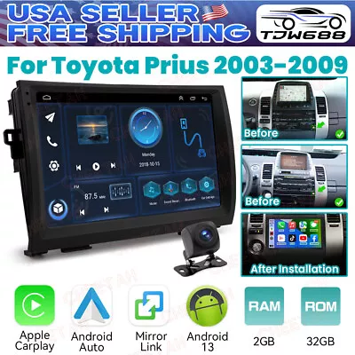 For 2003-2009 Toyota Prius Android 13.0 Car Radio GPS Navi Wifi BT Apple Carplay • $141.28