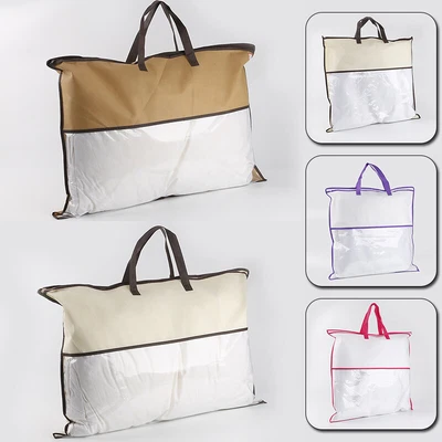 £3.47 • Buy Non Woven Zipper Pillow Storage Bags Clear Tote Textile Organizer Saving Space