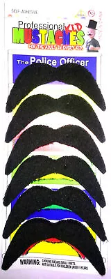 Pack Of 6 Stick On Black 70's Fake Mustache Self Adhesive Fancy Dress • £2.65