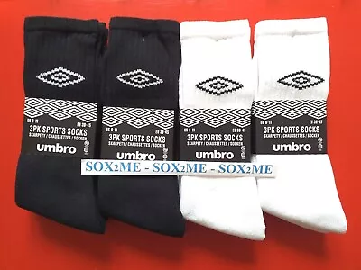 6 - 12 Pairs Mens Sports Socks Umbro Trainer Black White Cushion Sole Size 6 -11 • £9.95