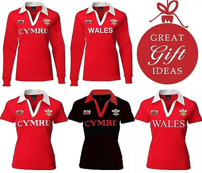 New Women's Welsh Wales Cymru V Collar Long Short Sleeve Rugby T Shirt Tops • £24.99
