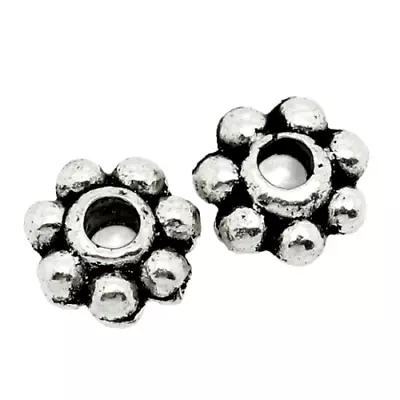 ❤ 500 X Antique SILVER TONE DAISY FLOWER Metal Spacer Bead 4mm Jewellery Making❤ • £2.20