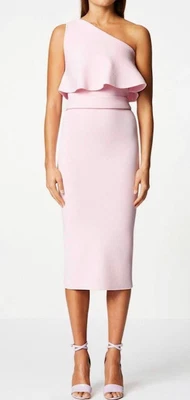 $135 • Buy SCANLAN THEODORE Crepe Knit Light Pink Ruffle Dress - Size SMALL
