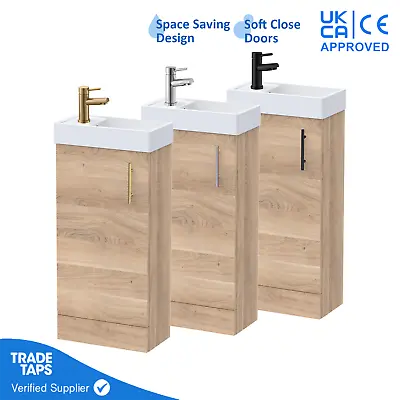 Free Standing Bathroom Vanity Single Door Basin Storage Cabinet Unit 400mm Oak • £164.95