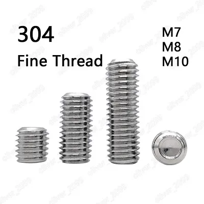 Fine Thread Stainless Steel Hex Socket Set Screw Cup Point Grub Screws M7 M8 M10 • $66.26